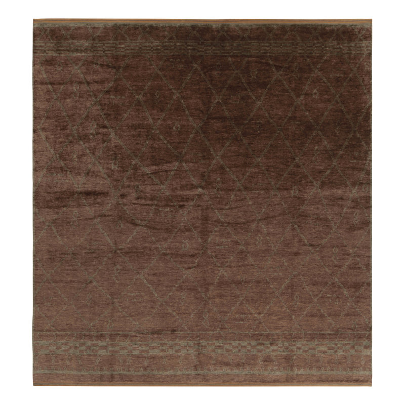Moroccan Hand Knotted Wool Geometric Area Rug in Browne, Runner 3' x 8'