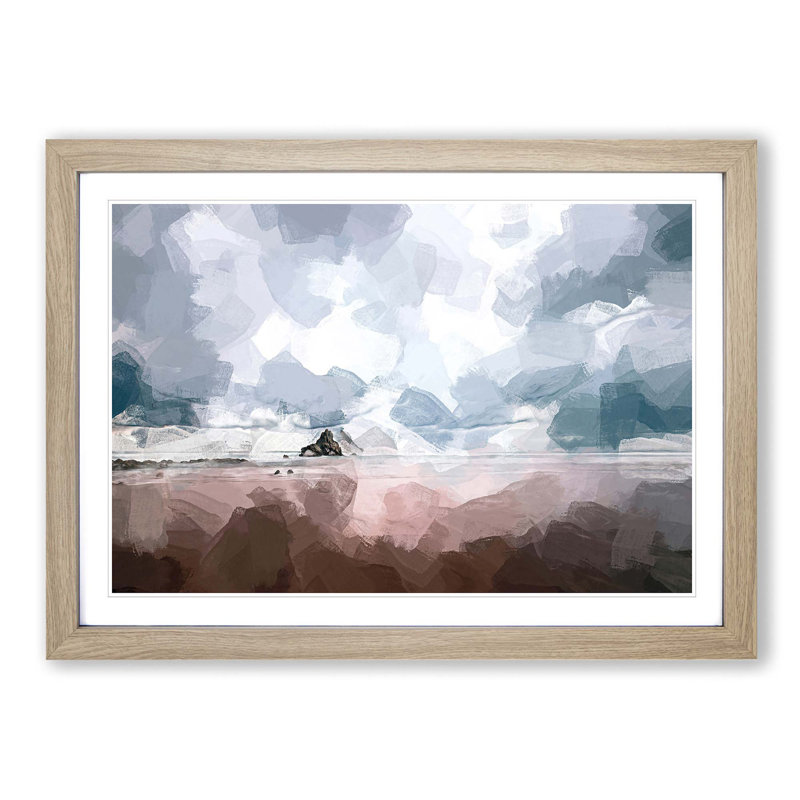 Beach in Sopelana Spain in Abstract - Picture Frame Photograph Print, 48cm H x 65cm W x 2cm D, Oak Framed