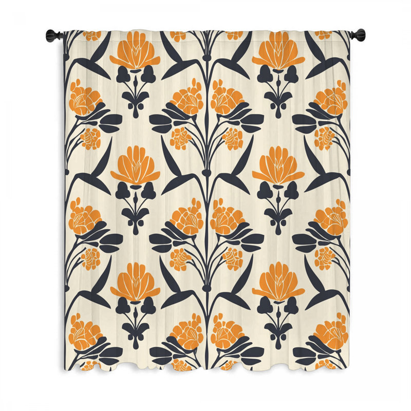 Rideaux à motif floral, occultant et voilages floraux - 1 panneau, L 50 po x L 84 po