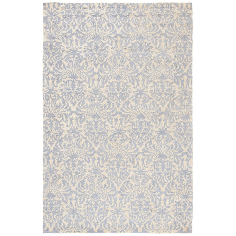 Tapis jaune / gris en laine touffeté à la main Brayton, Rectangle 1 pi 8 po x 2 pi 6 po