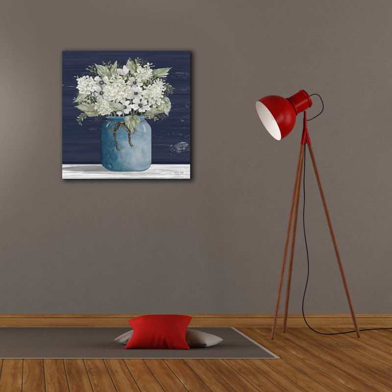 «White Flowers I» par Cindy Jacobs, art mural sur toile, H 26 po x l 26 po x P 1,5 po