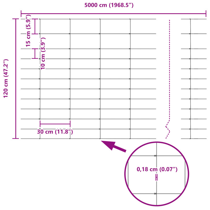 Field Fence Galvanised Steel, 120cm H x 5000cm W
