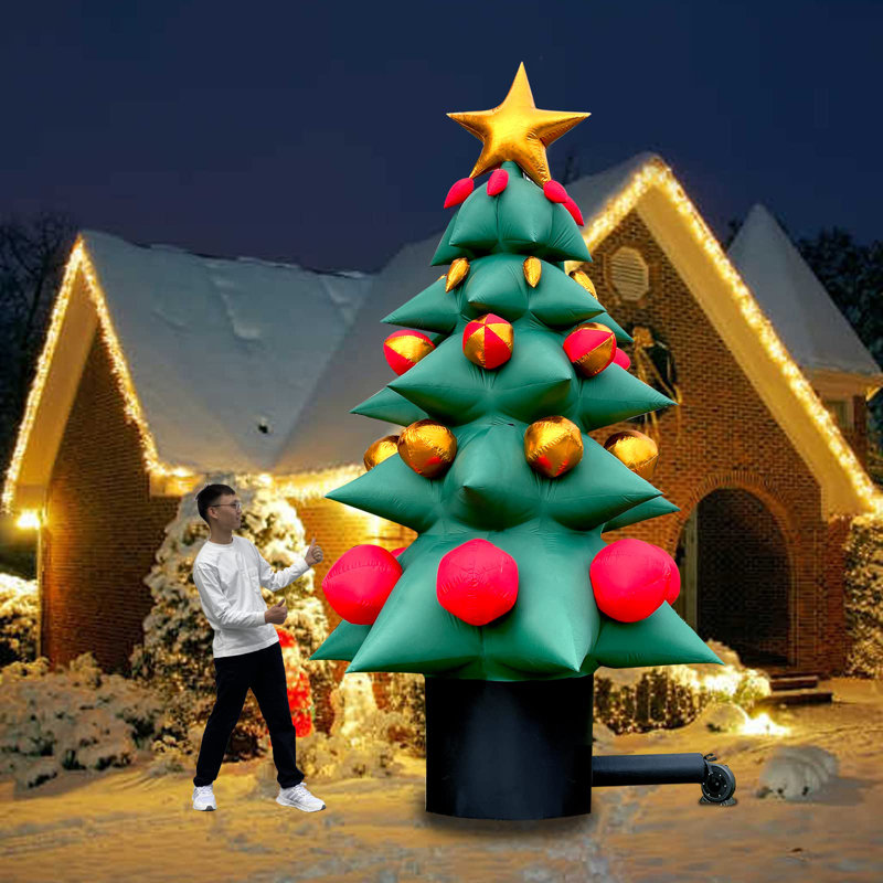 Arbre de Noël gonflable 13 po avec ventilateur, décoration de fête extérieure, H 154,48 po x l 98,4 po x P 98,4 po
