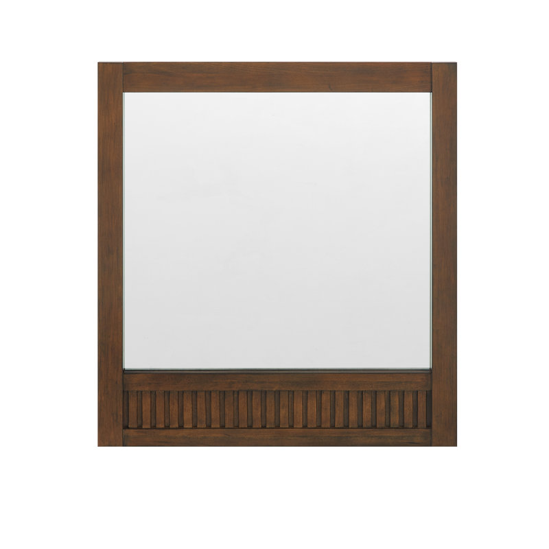 Through Lines Flat Wall Mirror, 30" x 28", Brown