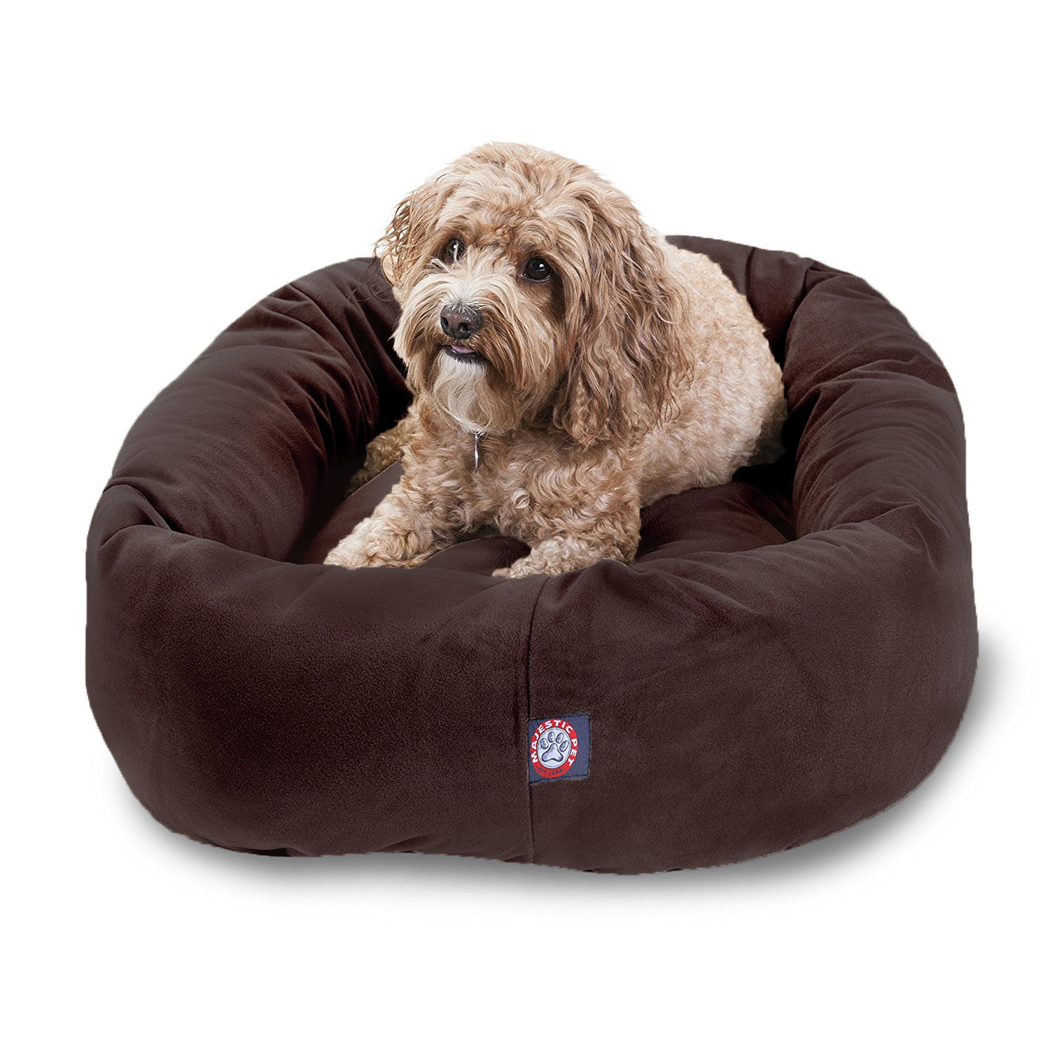 Bolster Pet Bed, Chocolate, Medium (18" W x 32" D x 8" H)