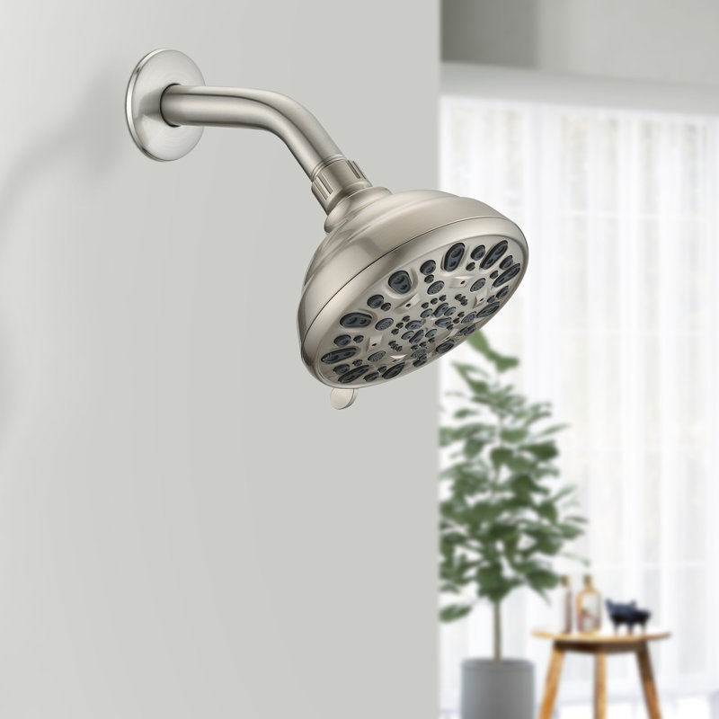 6-Setting 4.72" Shower Head In Brushed Nickel - High , Clog-, 1.8 Gpm, Quick Install Feature 6 Adjustable Settings, Clog Proof, Gpm