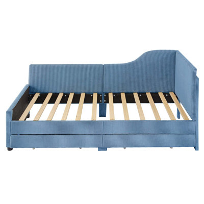 L-Shaped Upholstered Daybed With 2 Storage Drawers