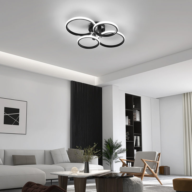 Dannitta Dimmable 4-Light Acrylic LED Flush Mount, Black