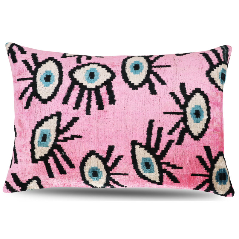 Coussin décoratif géométrique, Rose, 16 po x 24 po, Rectangulaire