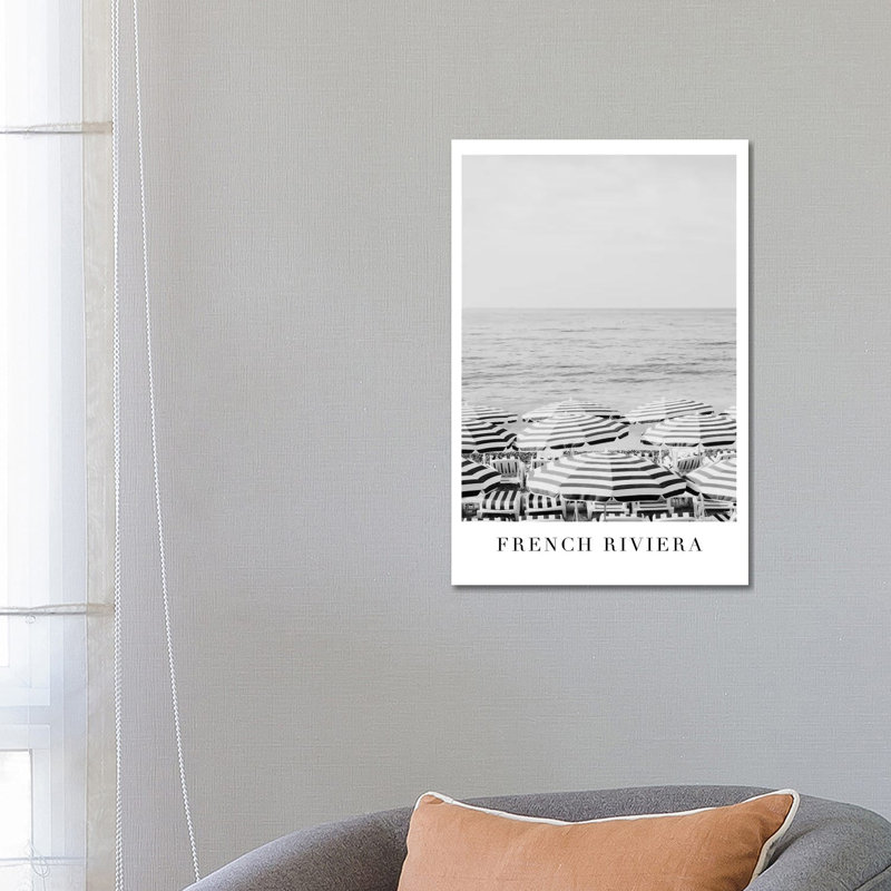 French Riviera Black And White Travel - Print on Canvas, Wrapped Canvas, 66.04cm H x 45.72cm W x 3.81cm D