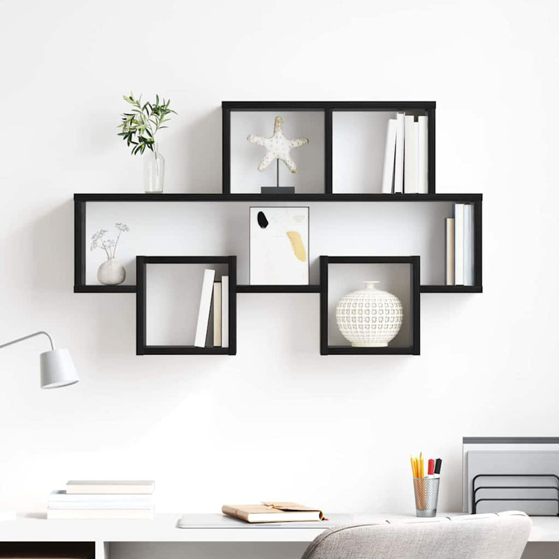 Wall Shelf With Shelf 82 X 15 X 51 Cm Engineered Wood, Black Oak