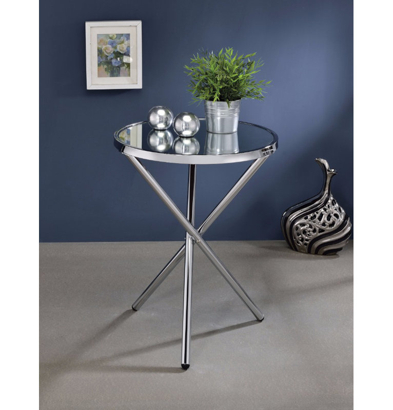 Compton Martin Glass Top End Table, Glass, Silver