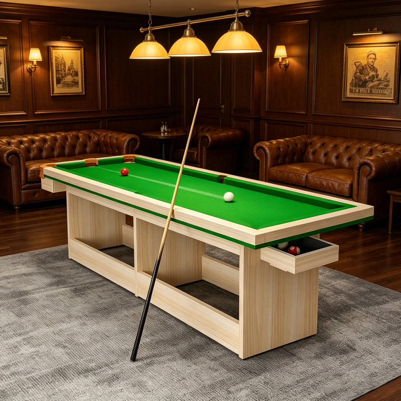 Table de billard rectangulaire en bois clair 96,46 po avec accessoires