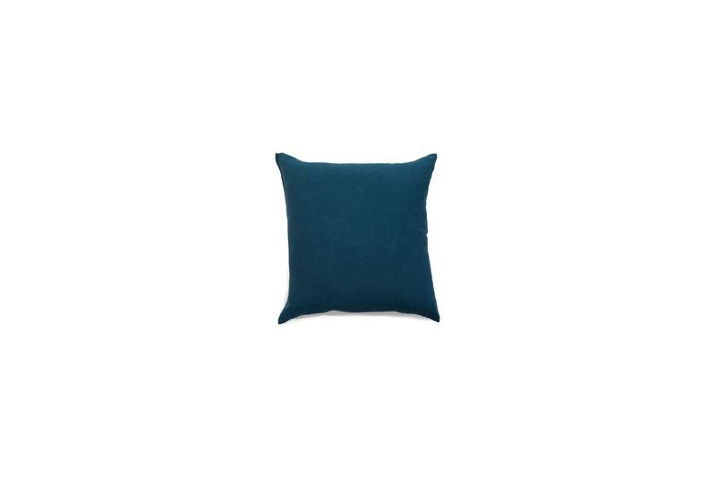 Simple Embroidered Linen Throw Pillow, Peacock, 18"H x 18"W