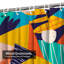 Rideau de douche imperméable avec patchwork abstrait sans couture avec 12 crochets-1821207033