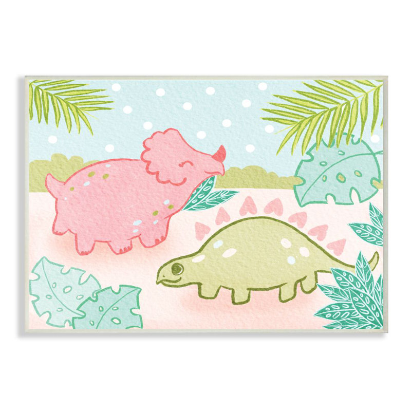 Elaxi, conception de dinosaures mignons pour enfants, Plaque en bois, H 13 po x l 19 po x P 0,5 po