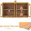 Buffet à 4 portes avec verre arqué, tablettes réglables, sensation rétro, bois naturel, buffet idéal pour la vie, atmosphère, multiples facettes