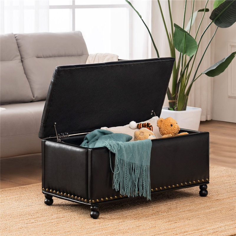 Banc de rangement rembourré en similicuir Amoha
