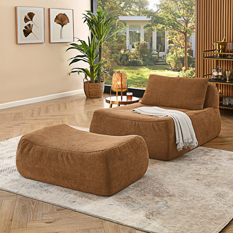 Grand fauteuil à billes Bean Bag Chair, Chenille orange