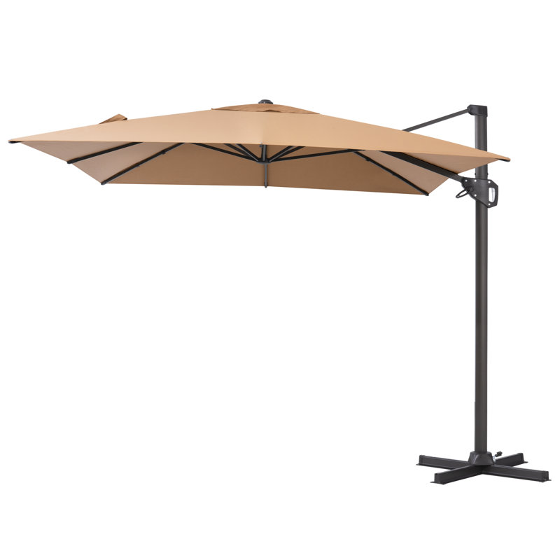 Parasol rectangulaire en porte-à-faux 128 po x 104 po, base lestée non inclus, Tanné