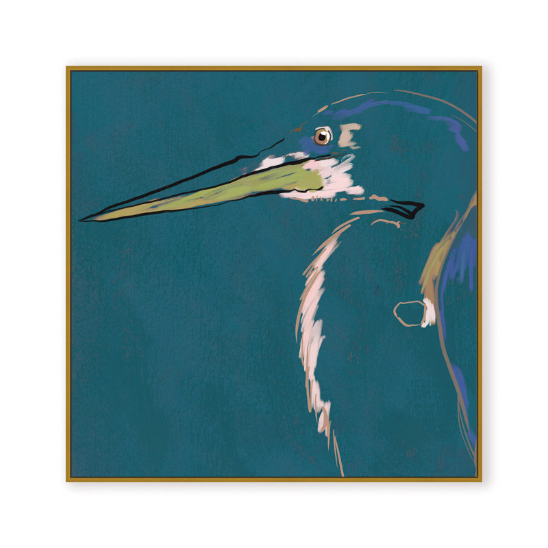 Nature Inspired Blue Heron Portrait, 36" H x 36" W, Black, Framed Print