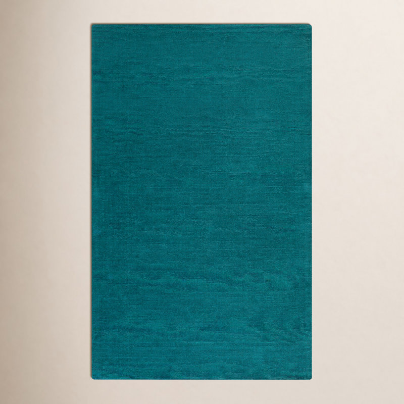 Americus Handwoven Wool Teal Area Rug, Rectangle 8' x 11'