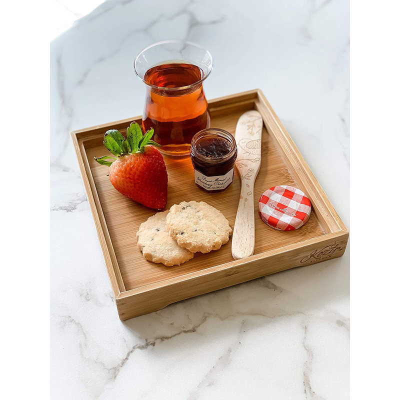 Kozy Kitchen Porcelain Bamboo Stainless Steel Tray Serving Dish