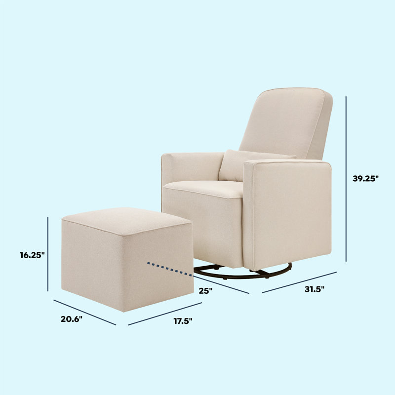 Olive Swivel Glider with Ottoman, Cream