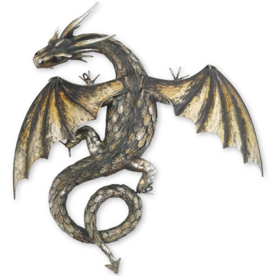 32.75" Tall Metal Serpentine Dragon Wall Decoration "Shesha" (Left)