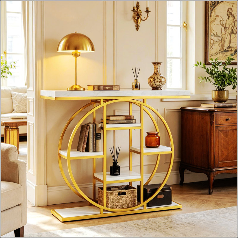 Table de canapé moderne, console chic avec tablettes à plusieurs niveaux, table d'entrée polyvalente, console de rangement, table d'appoint (seulement 1 console)
