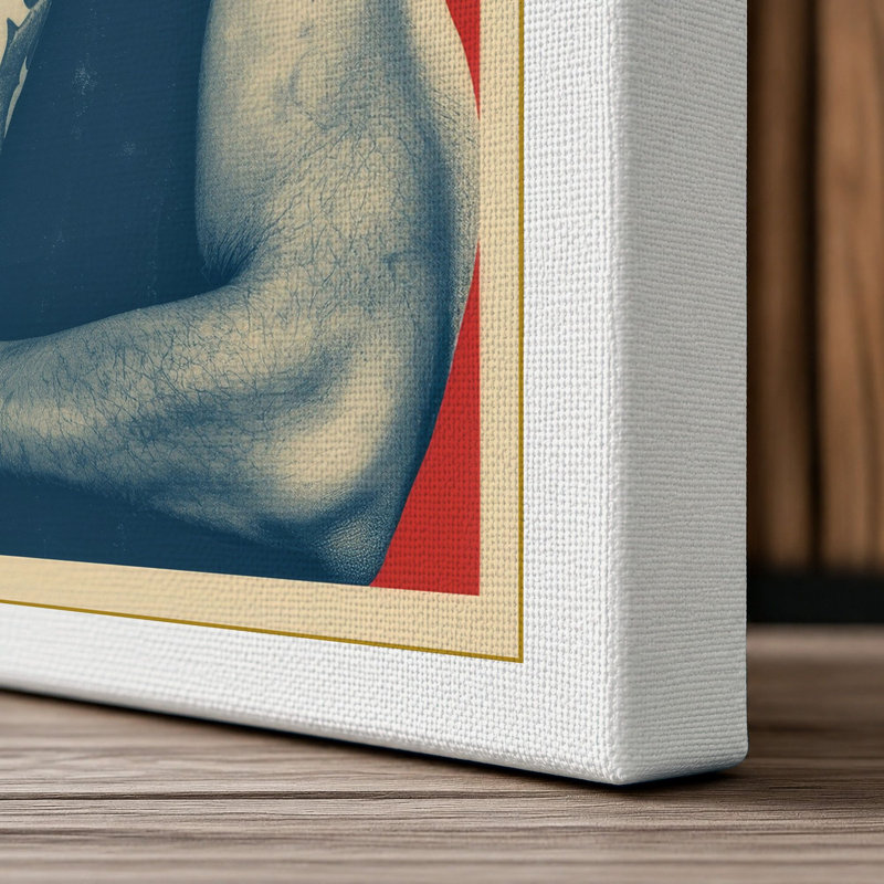 Tattooed Portrait, Red Ground Retro - Wrapped Canvas, 18x12 - 45.7 x 30.5 cm, White Border