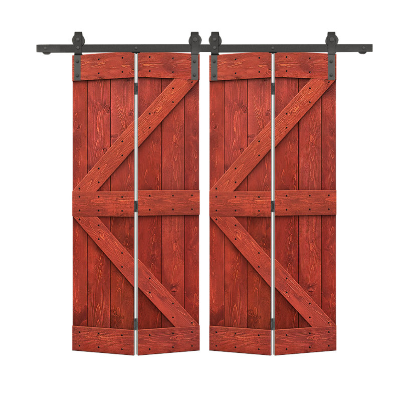 84'' Solid Wood Barn Doors Barn Door, 52 po x 84 po, Rouge cerise