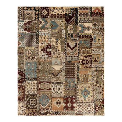 Tapis unique noué à la main brun de 8 pi 0 po x 10 pi 2 po Brazier
