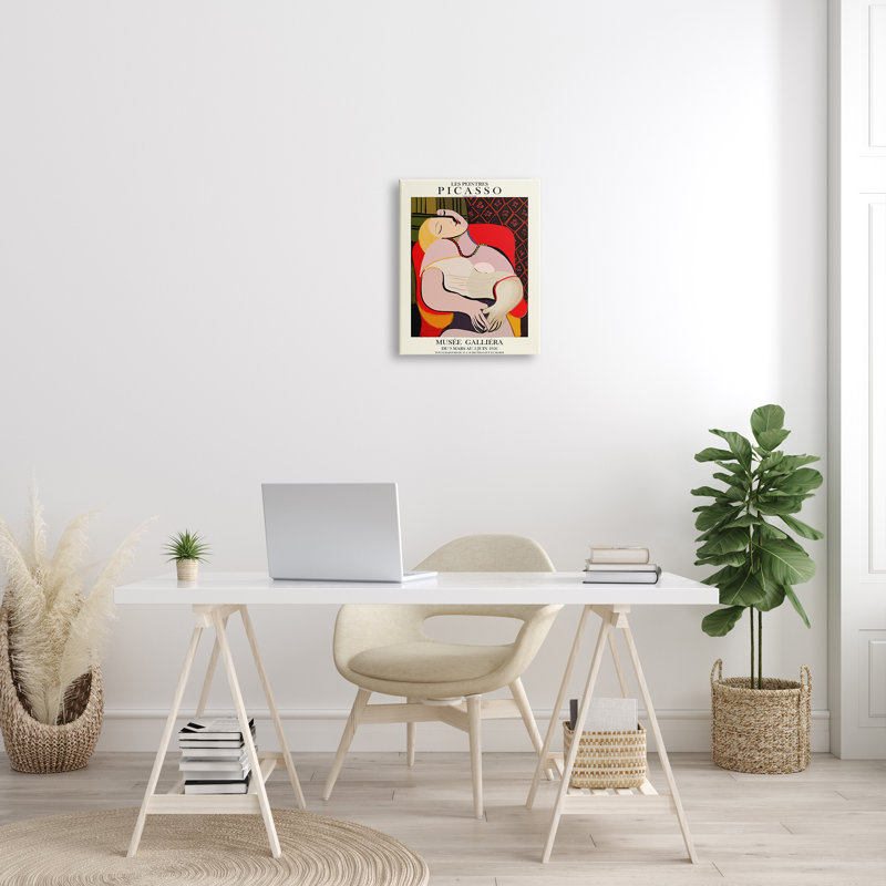 Chaise Picing, peinture abstraite traditionnelle Picasso, H 20 po x l 16 po, Toile tendue