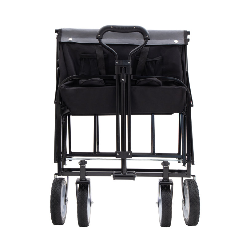 Chariot pliable pliable avec chariot et système de cerclage, Noir, noir, noir, noir