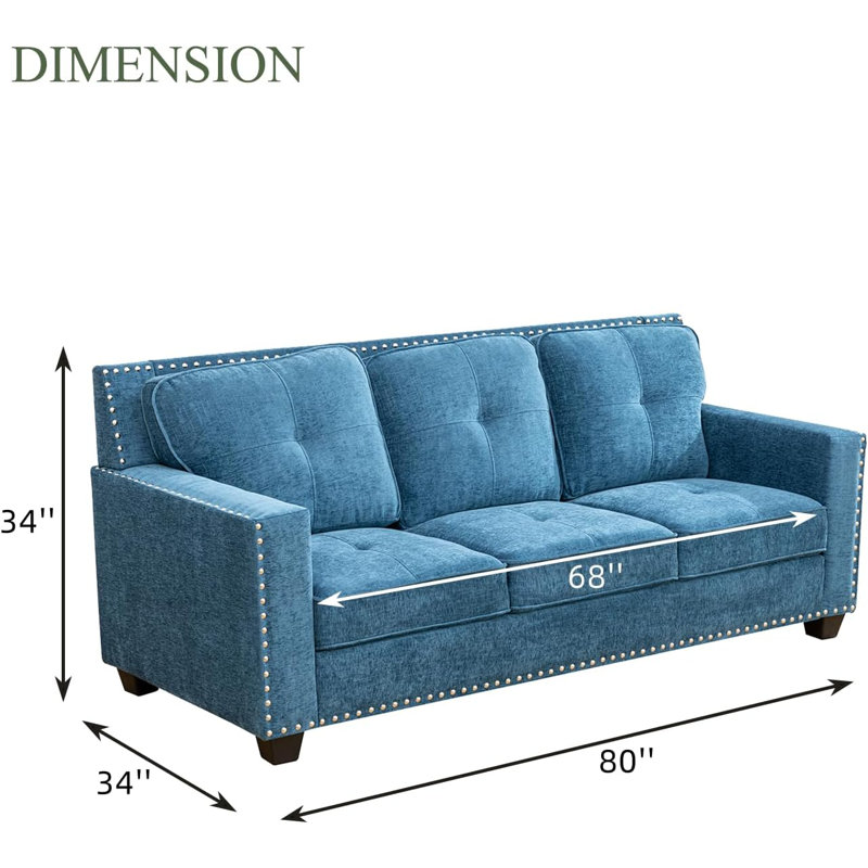 79" Upholstered Sofa, Blue