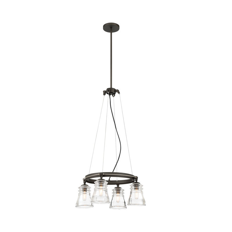 Graham Avenue 4 - Light Dimmable Wagon Wheel Chandelier