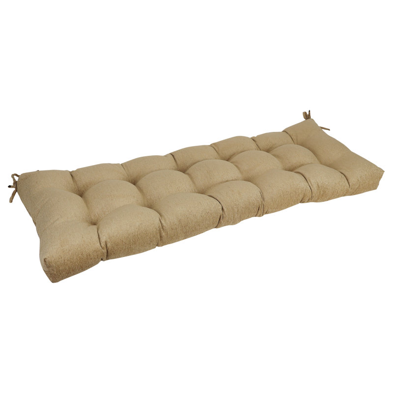 Tufted Jacquard Chenille Bench Cushion, 60" W x 19" D, Tan;Gold Solid Color