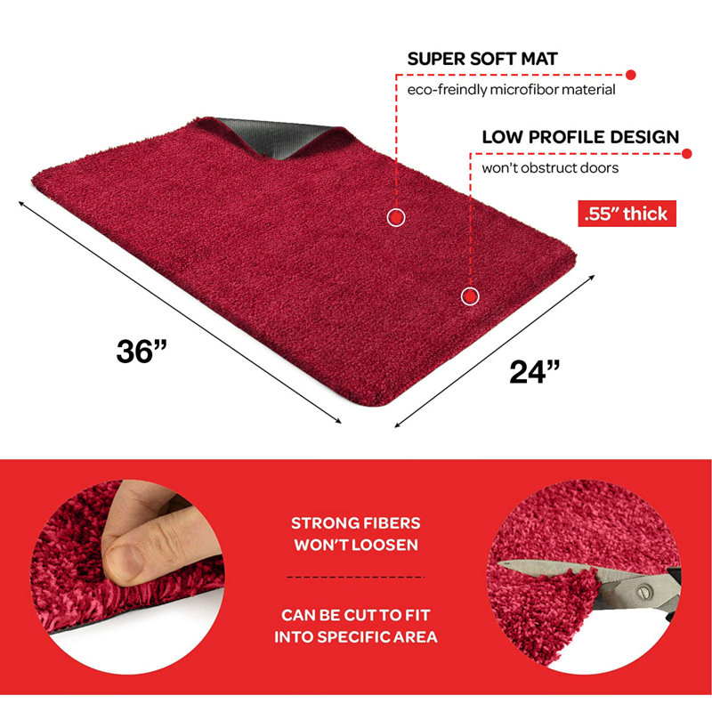 Red Polyester Non-Slip Outdoor Doormat 24" x 36"