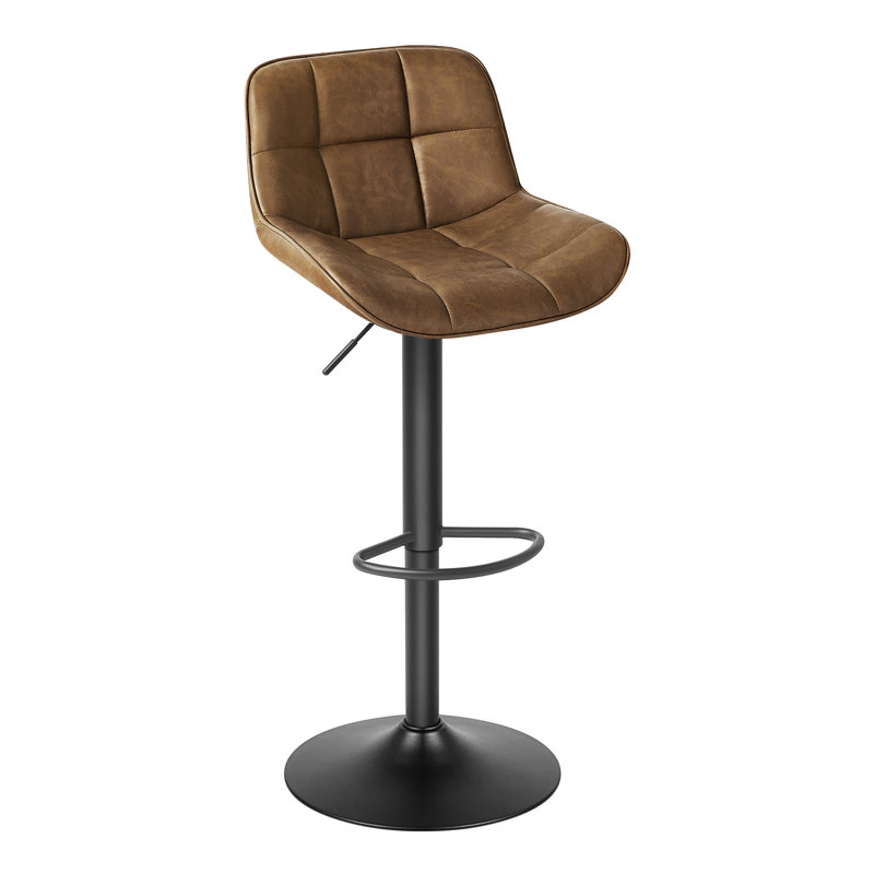 Swivel Upholstered Adjustable Height Counter Stool with Metal Frame, Dark Brown