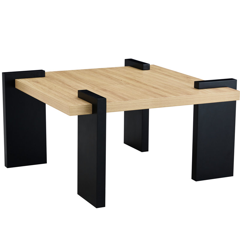 Table basse moderne et minimaliste, 31,5 po x 31,5 po x 16,6 po, en bois naturel, Naturel