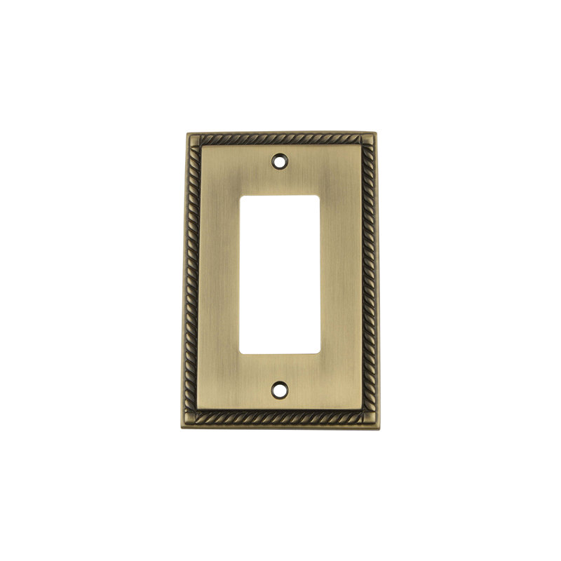 Rope 1-Gang Rocker Wall Plate, Antique Brass