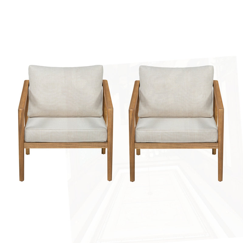 Outdoor Acacia Wood Club Chair(Set Of 2)