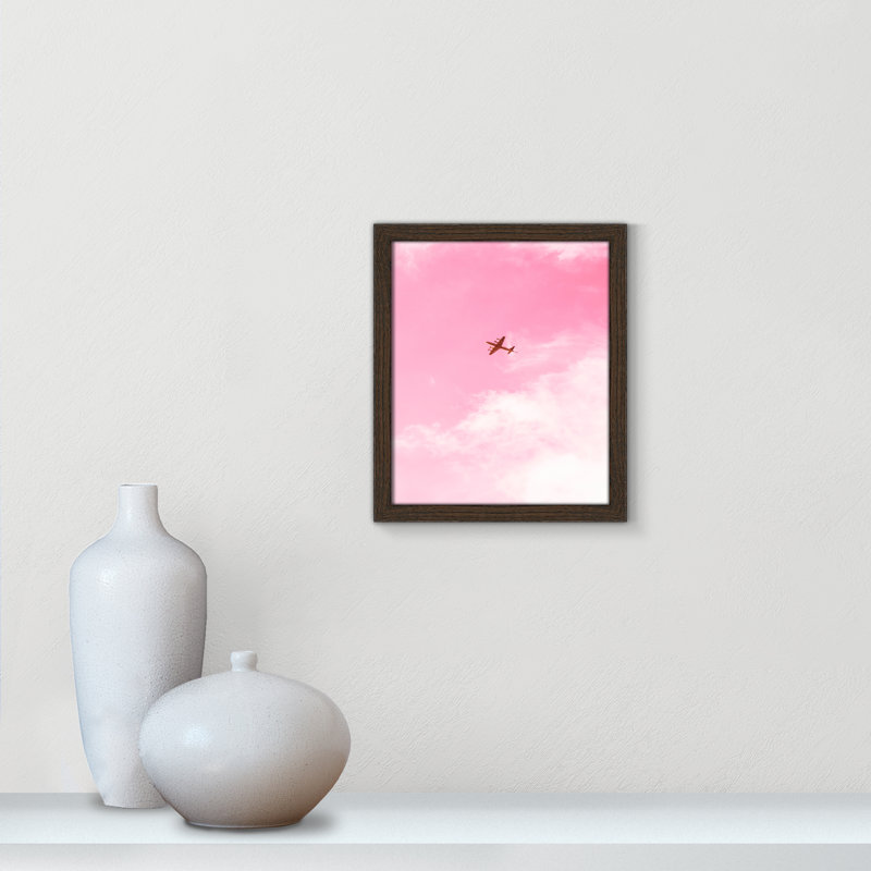 «Flight Through Cotton Candy Skies» par J Lee - impression d'un seul cadre, H 15 po x l 13 po x P 0,75 po, Noyer