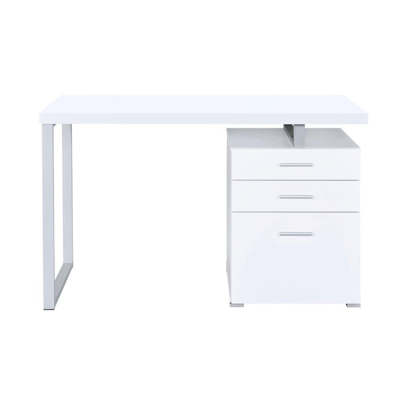Bureau d'écriture 3 blanc pour un bureau efficace - contemporain avec structure en métal