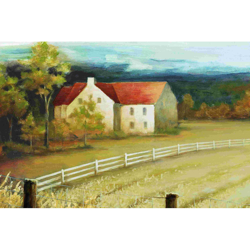 Ferme - peinture sur toile tendue, H 8 po x l 12 po x P 1,25 po