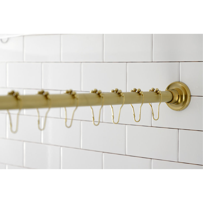 Kingston Brass Edenscape 60-Inch to 72-Inch Adjustable Shower Curtain Rod with Rings Combo, Brushed Brass