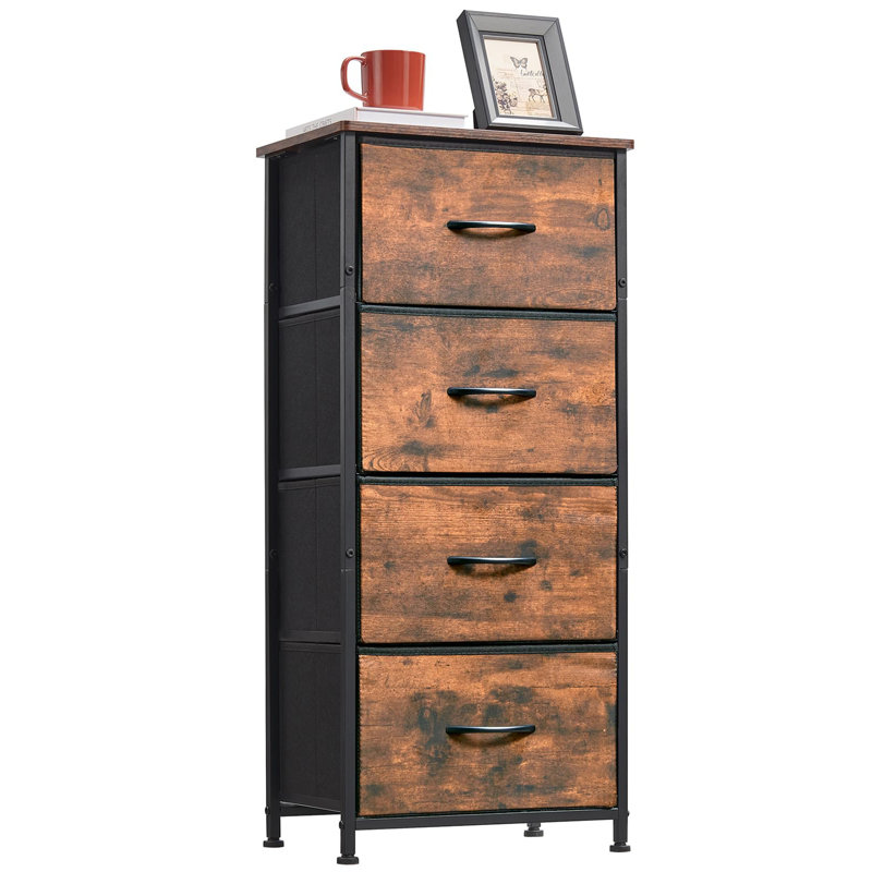 Commode 4 tiroirs Fransen, Noir / brun