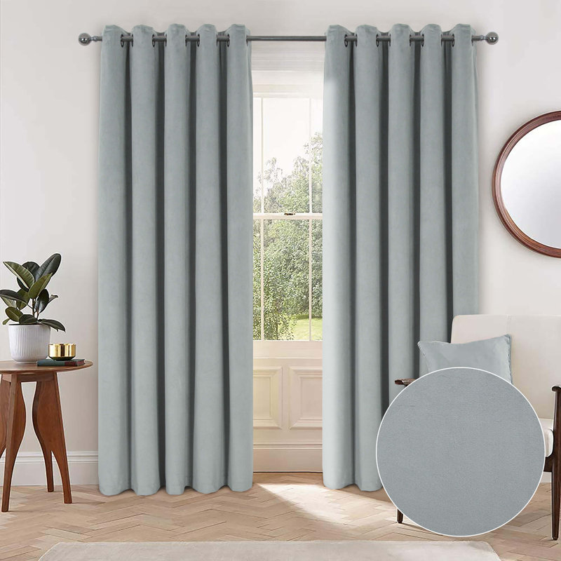 Meghann Eyelet Room Darkening Thermal Curtains, Grey, 165 W x 183 D cm