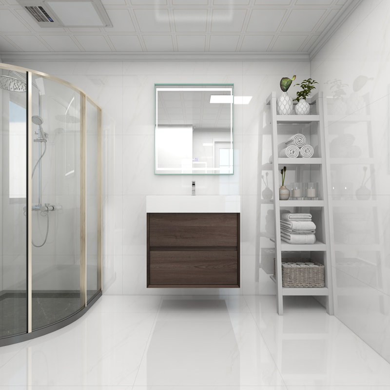 Meuble-lavabo mural simple 30 po, Chêne rouge